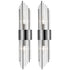 Modern Black Metal Wall Sconce with Crystal Clear Glass Rods for Bathroom Set of 2